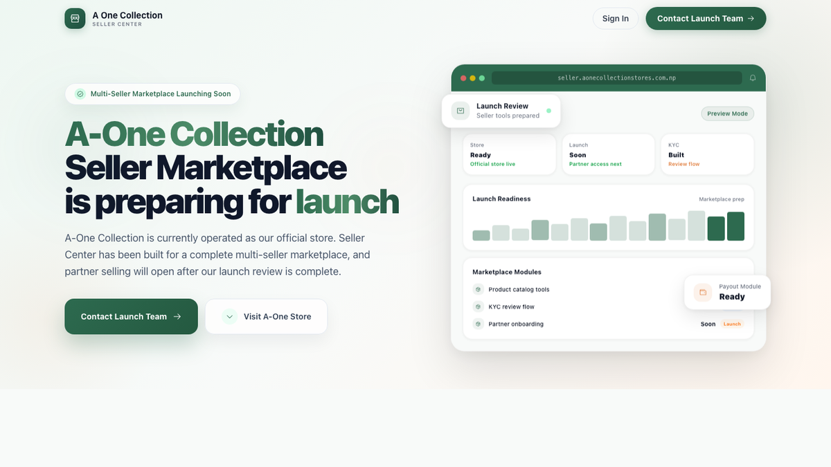 Seller Center for multi-vendor selling, preparing for launch